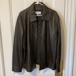 Vintage Calvin Klein Brown 100% Leather Jacket